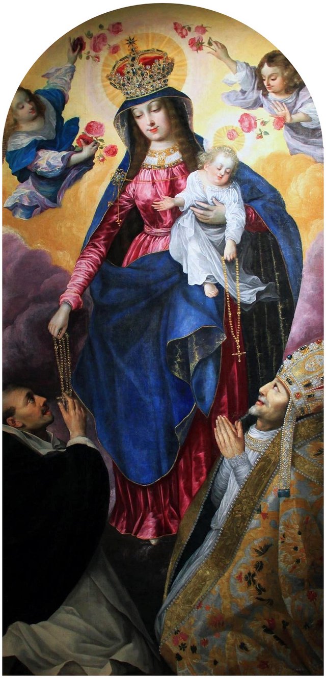 Our Lady of the Rosary with St. Dominic and St. Nicholas by Bartlomiej Strobel