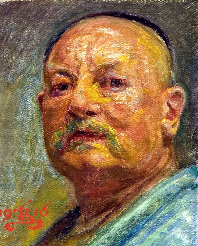 Self-portrait by lamplight by Kristian Zahrtmann