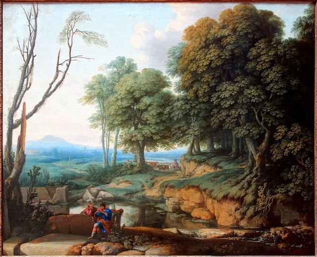 Paysage au joueur de flûte by Laurent de La Hyre