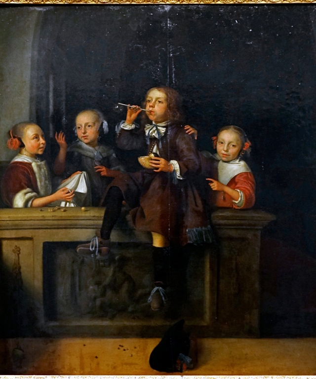 Blowing Bubbles by Pieter Cornelisz van Slingelandt