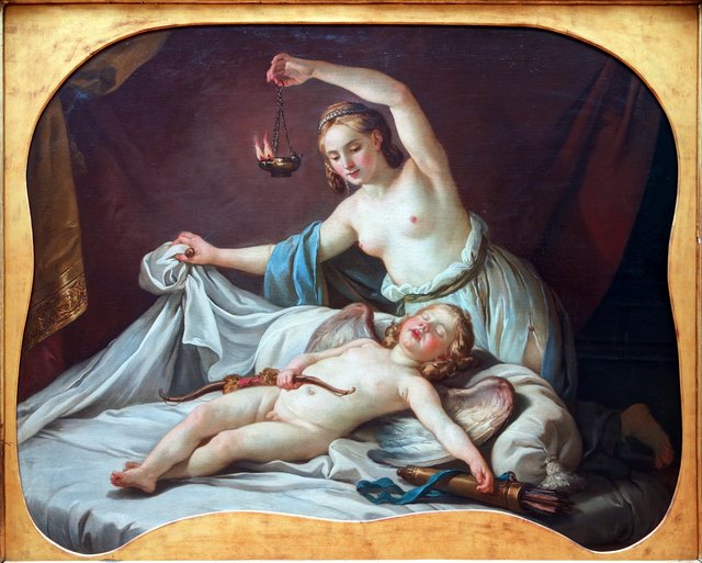 Psyche entdeckt den eingeschlafenen Cupid by Joseph-Marie Vien