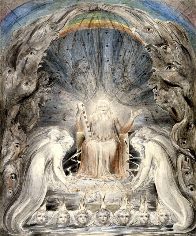 The Four and Twenty Elders Casting their Crowns before the Divine Throne by William Blake