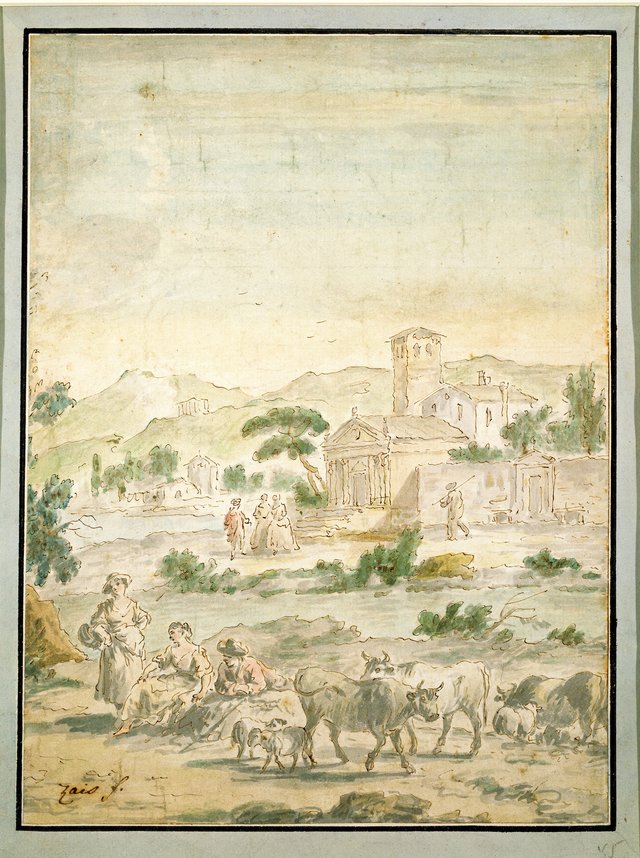 Landscape with Figures by Giuseppe Zais