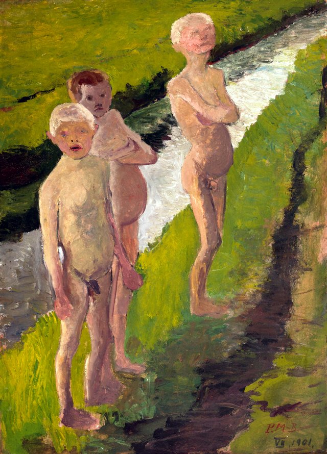 Three Bathing Boys by the Canal by Paula Modersohn-Becker