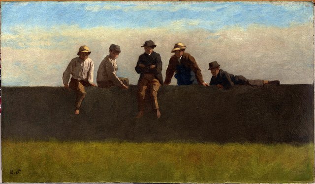 Five Boys on a Wall by Eastman Johnson