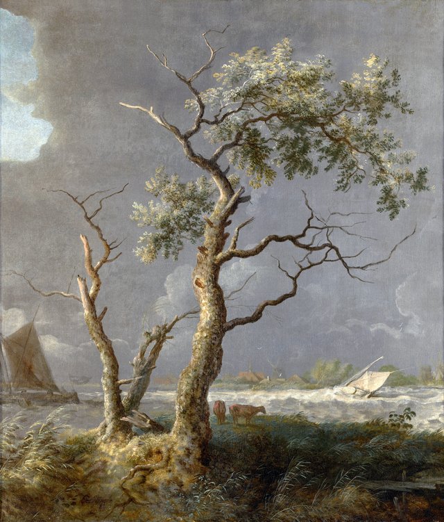 River landscape in a storm by Allaert van Everdingen