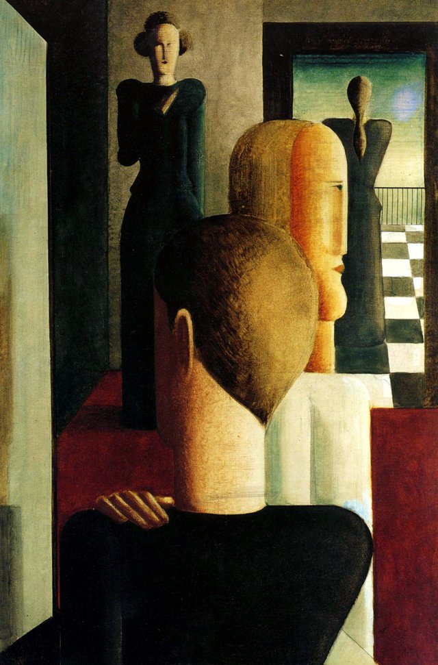 Interior with Four Figures, Roman by Oskar Schlemmer