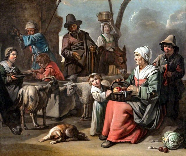 Peasant family at a well by Mathieu Le Nain