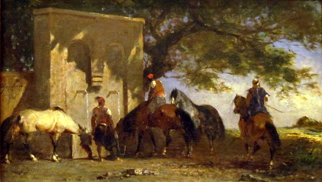 Arabs Watering Their Horses by Eugène Fromentin