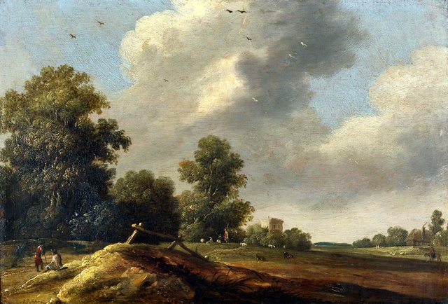 Summer landscape with figures and grazing cattle by Pieter Symonsz Potter