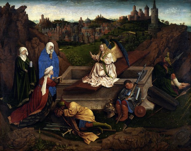 The three Marys at the Tomb by Jan van Eyck