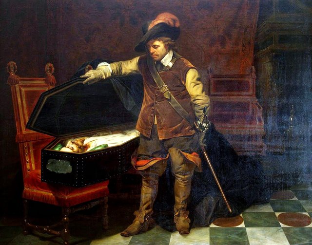 Cromwell devant le cercueil de Charles Ier by Paul Delaroche