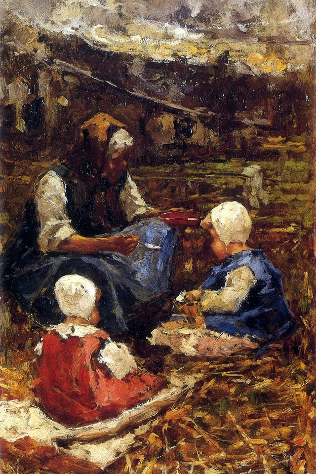 Grandmother and children by Francesco Filippini