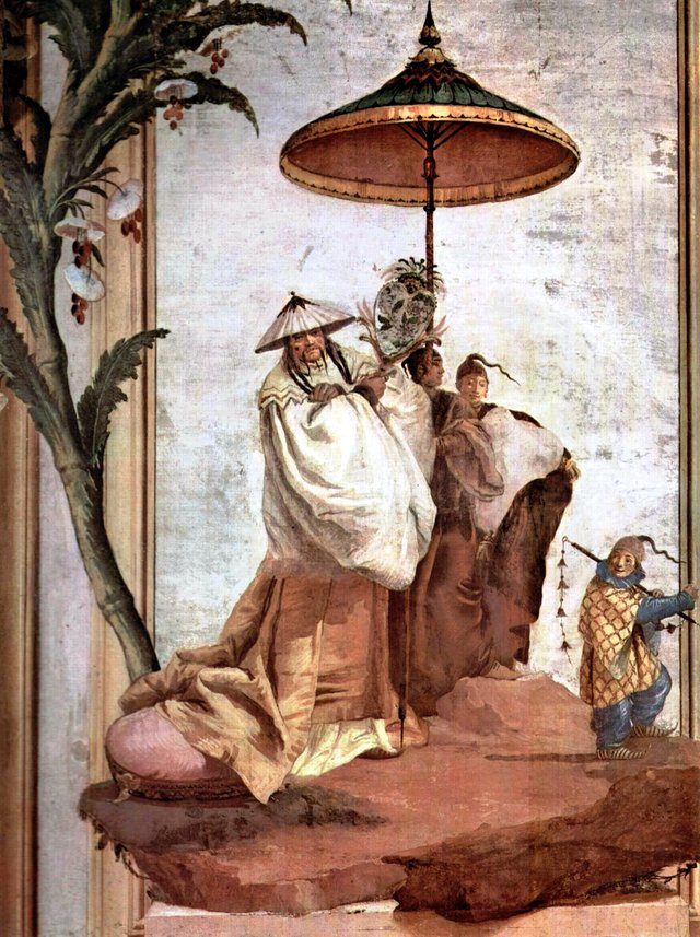 Landscape with Mandarine tree by Giovanni Domenico Tiepolo
