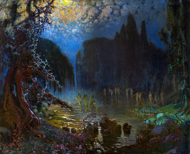 Nymphs bathing by Antonio Muñoz Degrain