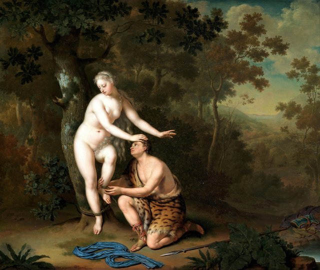 Sylvia freed by Aminta by Willem van Mieris