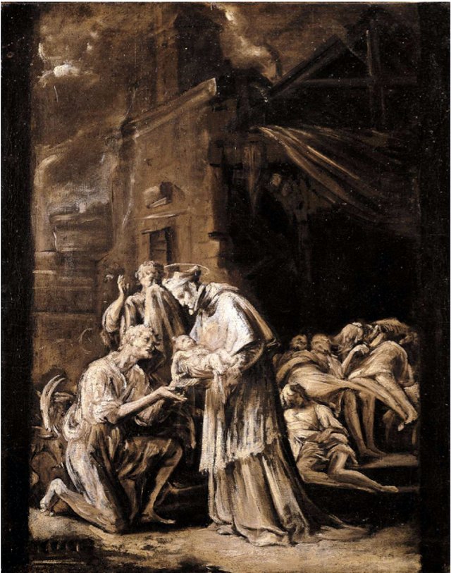 Saint Charles Borromeo visiting the plague victims by Orazio Borgianni