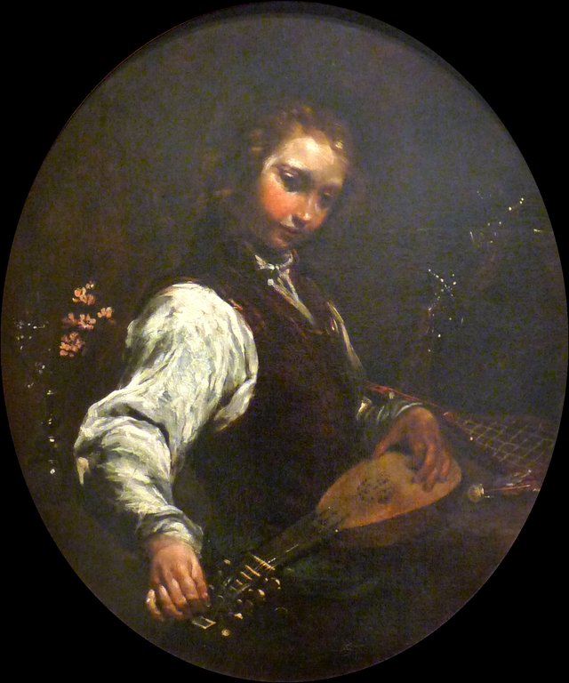 The Pandurina Player by Giuseppe Maria Crespi