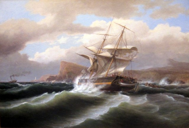 An American Ship in Distress by Thomas Birch