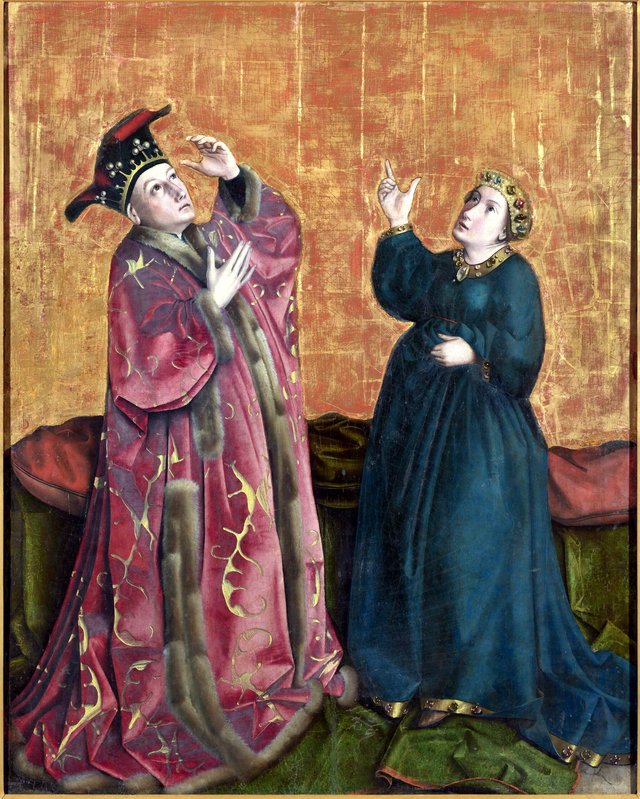 Heilsspiegelaltar - Augustus and Sibyl of Tibur by Konrad Witz
