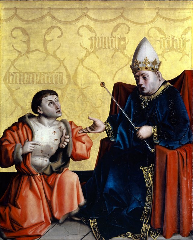 Antipater before Julius Caesar by Konrad Witz