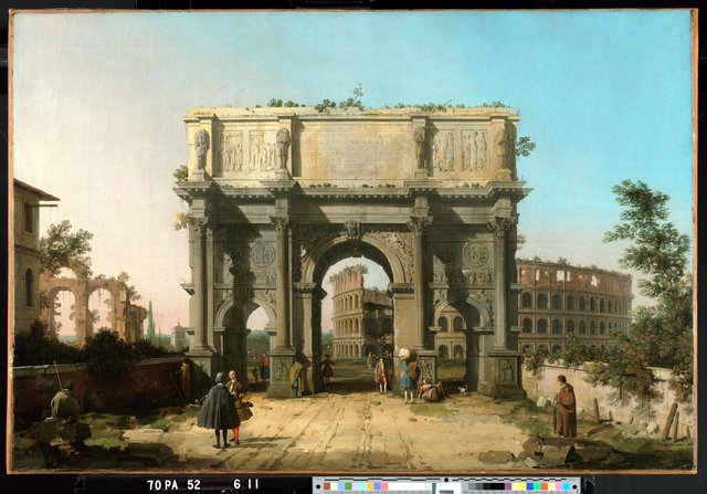 View of the Arch of Constantine with the Colosseum by Canaletto