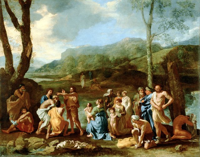 Saint John Baptizing in the River Jordan by Nicolas Poussin