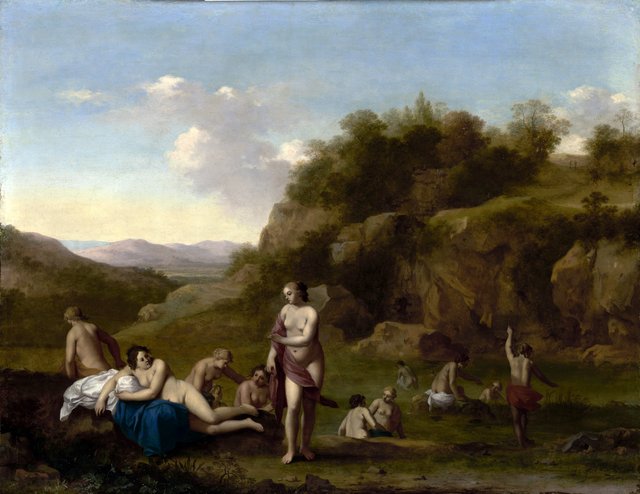Landscape with Bathing Nudes by Cornelius van Poelenburgh