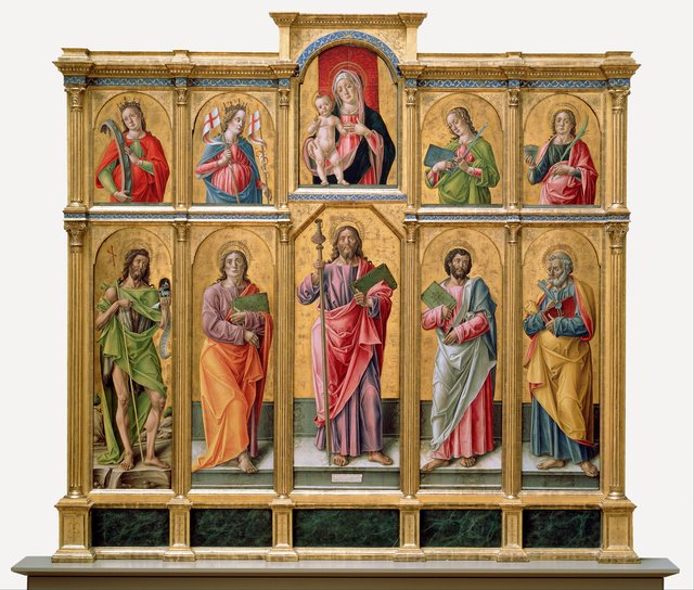 Polyptych with Saint James Major, Madonna and Child, and Saints by Bartolomeo Vivarini