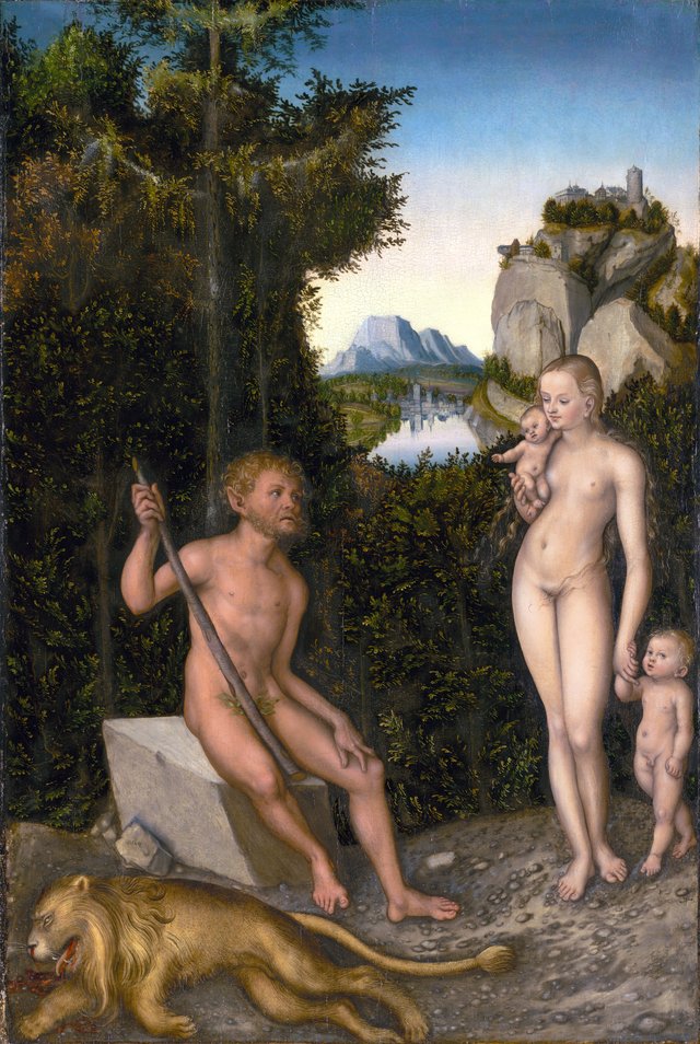 A Faun and His Family with a Slain Lion by Lucas Cranach the Elder