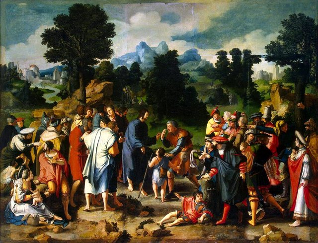 Healing of Blind Man of Jericho (central panel) by Lucas van Leyden