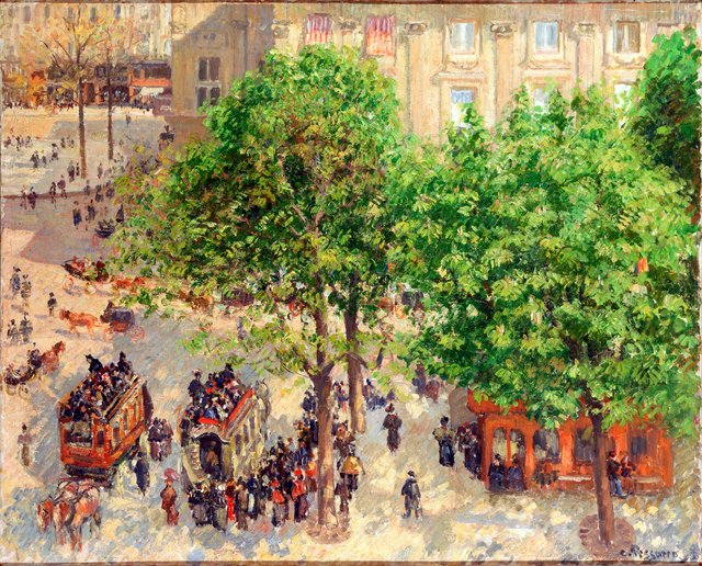 Place du Theatre-Francais in Spring by Camille Pissarro