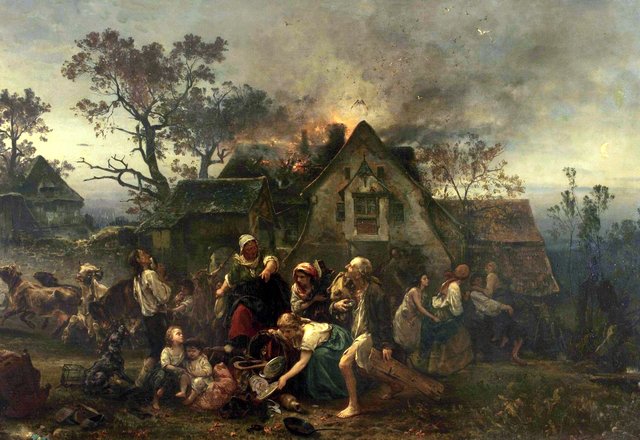 Fire on the Farm by Ludwig Knaus