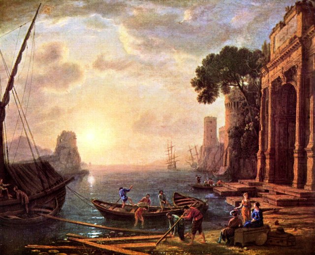 Harbour at Sunset by Claude Lorrain