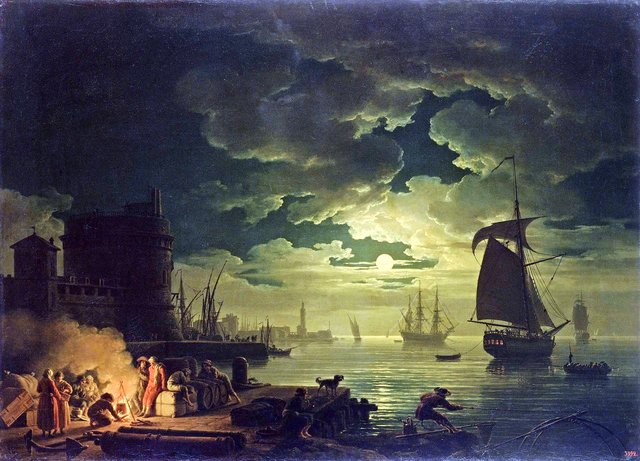 Entrance to the Port of Palermo by Moonlight by Joseph Vernet