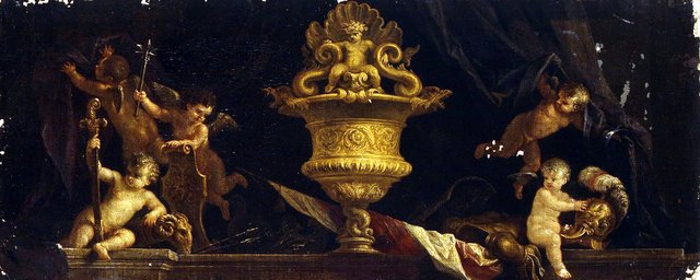 Decorative Panel ''Trophies and Cupids" by Filippo Lauri