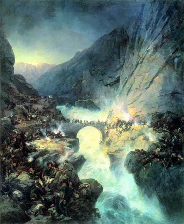 Crossing Over Devil's Bridge on 14 September 1799 by Alexander von Kotzebue
