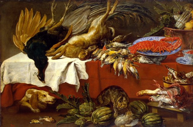 Still Life with Dead Game and Lobster by Paul de Vos