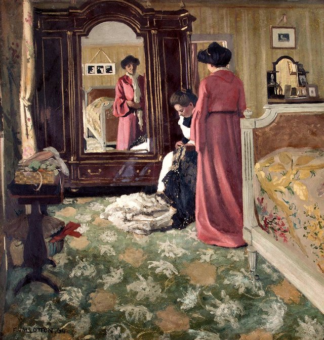 Interior, Bedroom with Two Figures by Félix Vallotton