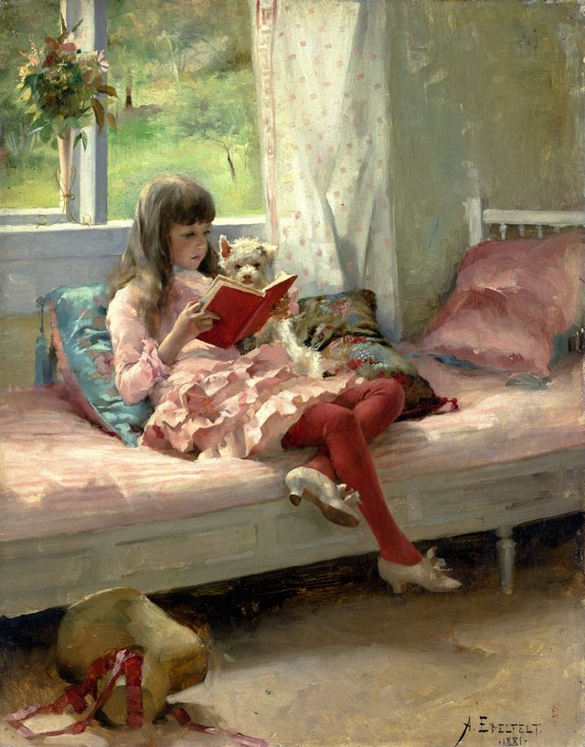 Good Friends (Portrait of the Artist's Sister Berta Edelfelt) by Albert Edelfelt