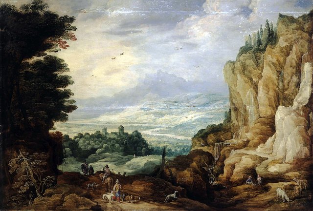 Rock Landscape with a Waterfall by Joos de Momper the Younger