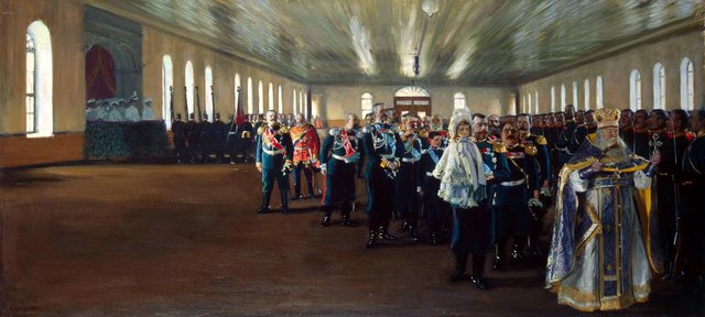 The Church Parade of the Finnish Life Guards Regiment by Boris Kustodiev