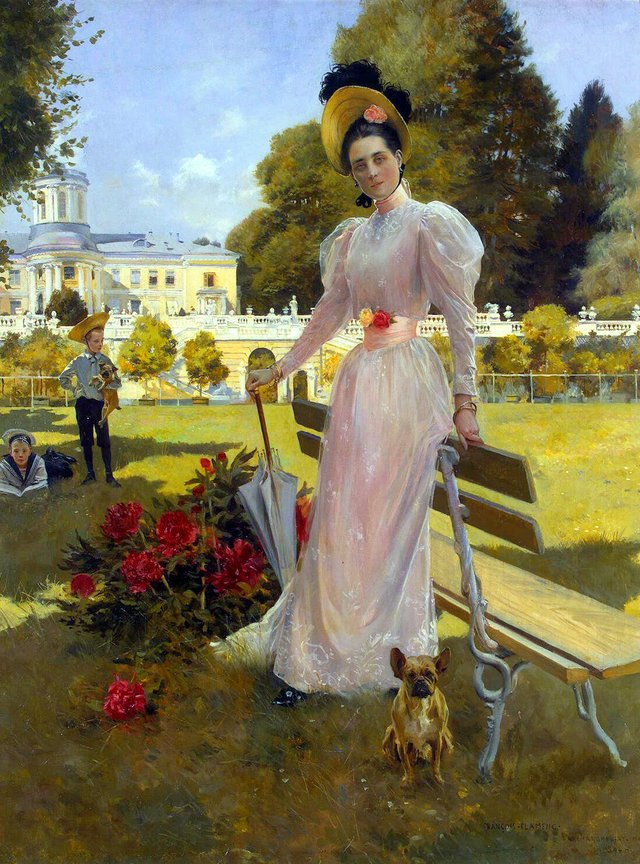Portrait of Princess Zinaida Yusupova with Two Sons at Arkhangelskoe by François Flameng