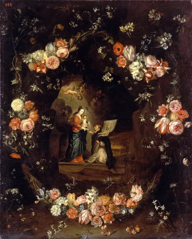 Madonna with the Child and St Ildephonsus Framed with a Garland of Flowers by Jan van Kessel the Elder