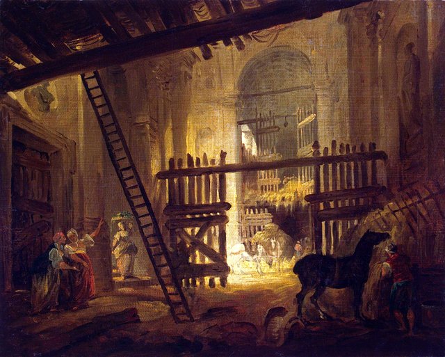 Stable in Ruins of the Villa Giulia by Hubert Robert