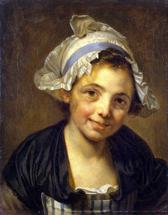 Head of a Young Girl in a Bonnet by Jean-Baptiste Greuze