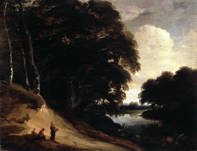 Forest Landscape with a River by Lodewijk de Vadder