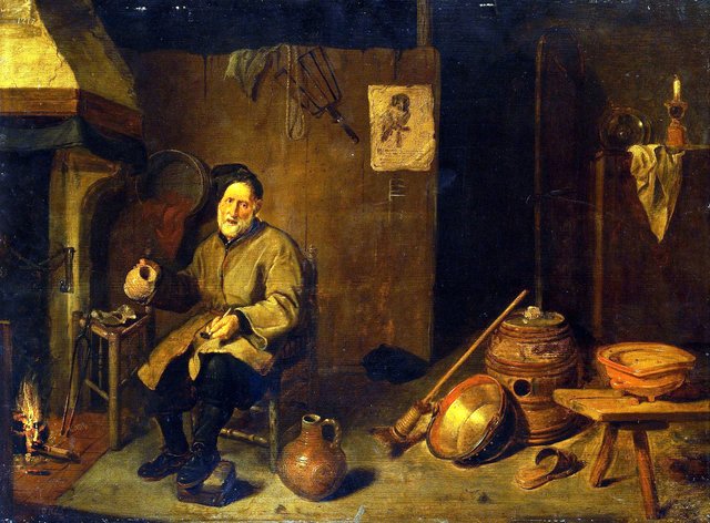 Peasant Holding an Empty Mug by Quirijn van Brekelenkam