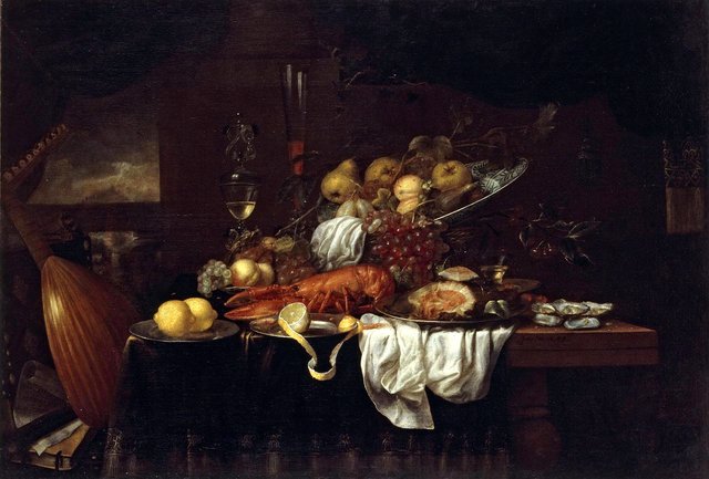 Lobster, Oysters and Fruits on the Table by Joris van Son