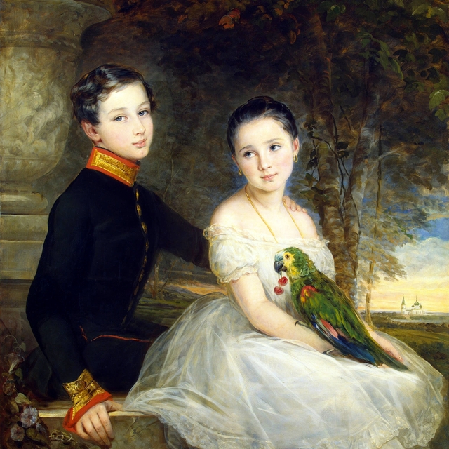 Children with a Parrot by Christina Robertson
